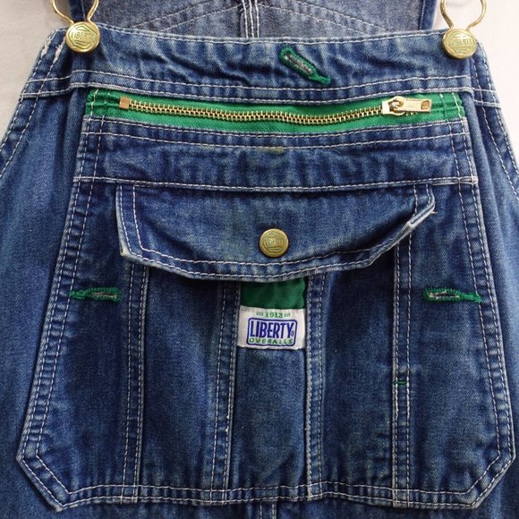 VINTAGE Liberty Overalls 36 Blue Denim Dungarees 90s Carpenter‎ Barn Work 36x29 - Picture 3 of 14